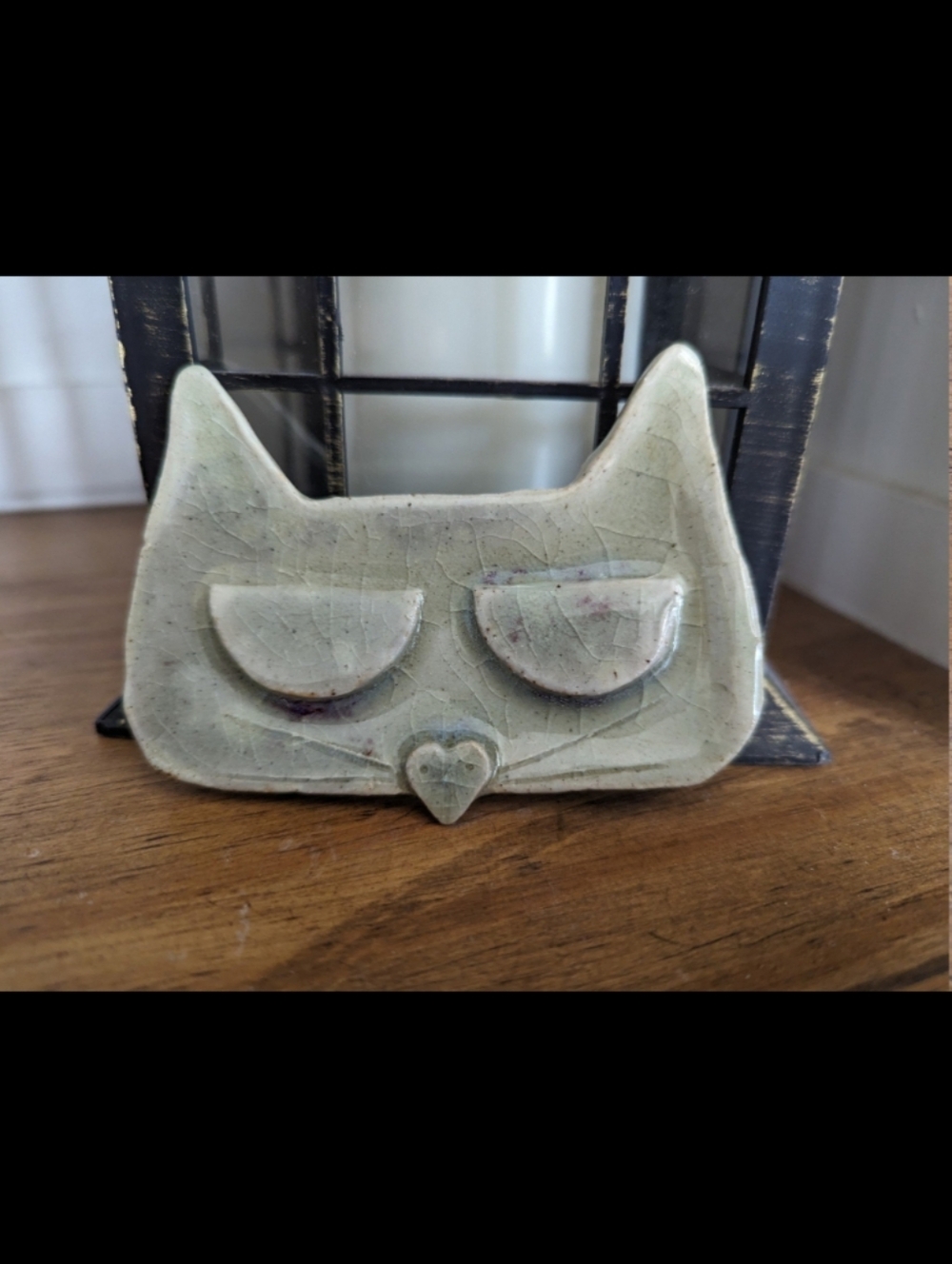 Handmade Studio Pottery Clay Cat Eyelash Holder